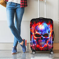 Flame Skull Luggage Cover My Give A Fuck Is Broken But My Go Fuck Yourself Is Fully Functional - Wonder Print Shop
