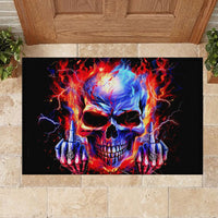 Flame Skull Rubber Doormat My Give A Fuck Is Broken But My Go Fuck Yourself Is Fully Functional - Wonder Print Shop
