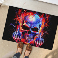 Flame Skull Rubber Doormat My Give A Fuck Is Broken But My Go Fuck Yourself Is Fully Functional - Wonder Print Shop