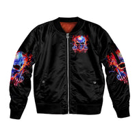 Flame Skull Sleeve Zip Bomber Jacket My Give A Fuck Is Broken But My Go Fuck Yourself Is Fully Functional - Wonder Print Shop