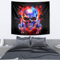 Flame Skull Tapestry My Give A Fuck Is Broken But My Go Fuck Yourself Is Fully Functional - Wonder Print Shop