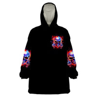 Flame Skull Wearable Blanket Hoodie My Give A Fuck Is Broken But My Go Fuck Yourself Is Fully Functional - Wonder Print Shop