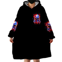 Flame Skull Wearable Blanket Hoodie My Give A Fuck Is Broken But My Go Fuck Yourself Is Fully Functional - Wonder Print Shop