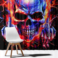 Flame Skull Window Curtain My Give A Fuck Is Broken But My Go Fuck Yourself Is Fully Functional - Wonder Print Shop