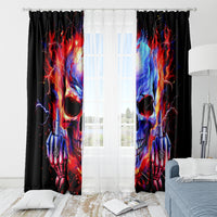 Flame Skull Window Curtain My Give A Fuck Is Broken But My Go Fuck Yourself Is Fully Functional - Wonder Print Shop