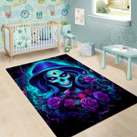 Skull Lady Area Rug Rose Skull She Whispered Back Iam The Storm - Wonder Print Shop