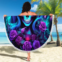 Skull Lady Beach Blanket Rose Skull She Whispered Back Iam The Storm - Wonder Print Shop
