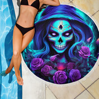 Skull Lady Beach Blanket Rose Skull She Whispered Back Iam The Storm - Wonder Print Shop