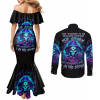 Skull Lady Couples Matching Mermaid Dress and Long Sleeve Button Shirt Rose Skull She Whispered Back Iam The Storm