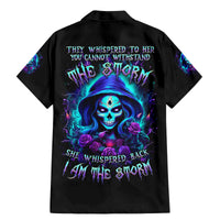 Skull Lady Family Matching Mermaid Dress and Hawaiian Shirt Rose Skull She Whispered Back Iam The Storm - Wonder Print Shop