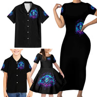Skull Lady Family Matching Short Sleeve Bodycon Dress and Hawaiian Shirt Rose Skull She Whispered Back Iam The Storm - Wonder Print Shop