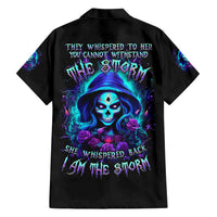 Skull Lady Family Matching Short Sleeve Bodycon Dress and Hawaiian Shirt Rose Skull She Whispered Back Iam The Storm - Wonder Print Shop
