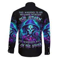 Skull Lady Family Matching Short Sleeve Bodycon Dress and Hawaiian Shirt Rose Skull She Whispered Back Iam The Storm - Wonder Print Shop
