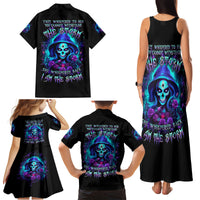 Skull Lady Family Matching Tank Maxi Dress and Hawaiian Shirt Rose Skull She Whispered Back Iam The Storm - Wonder Print Shop