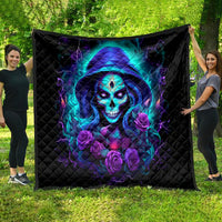 Skull Lady Quilt Rose Skull She Whispered Back Iam The Storm - Wonder Print Shop