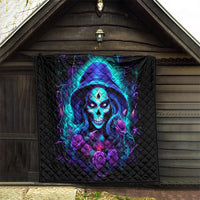 Skull Lady Quilt Rose Skull She Whispered Back Iam The Storm - Wonder Print Shop