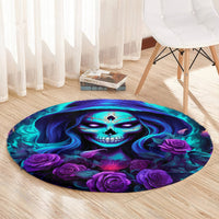 Skull Lady Round Carpet Rose Skull She Whispered Back Iam The Storm