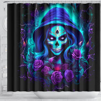 Skull Lady Shower Curtain Rose Skull She Whispered Back Iam The Storm