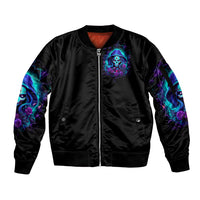 Skull Lady Sleeve Zip Bomber Jacket Rose Skull She Whispered Back Iam The Storm - Wonder Print Shop