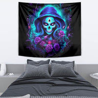Skull Lady Tapestry Rose Skull She Whispered Back Iam The Storm - Wonder Print Shop