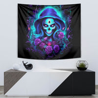 Skull Lady Tapestry Rose Skull She Whispered Back Iam The Storm - Wonder Print Shop