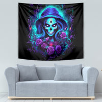 Skull Lady Tapestry Rose Skull She Whispered Back Iam The Storm - Wonder Print Shop