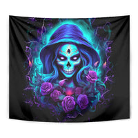 Skull Lady Tapestry Rose Skull She Whispered Back Iam The Storm - Wonder Print Shop