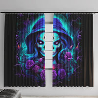 Skull Lady Window Curtain Rose Skull She Whispered Back Iam The Storm - Wonder Print Shop