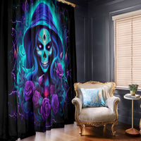 Skull Lady Window Curtain Rose Skull She Whispered Back Iam The Storm - Wonder Print Shop