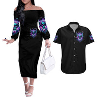 Skull Wings Couples Matching Off The Shoulder Long Sleeve Dress and Hawaiian Shirt So The Bitch In Me Came Out To Play - Wonder Print Shop