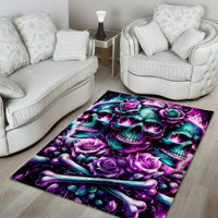 Rose Skull Area Rug Stuck Between IDK IDC And IDGAF - Wonder Print Shop