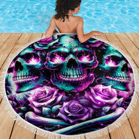 Rose Skull Beach Blanket Stuck Between IDK IDC And IDGAF - Wonder Print Shop