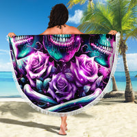 Rose Skull Beach Blanket Stuck Between IDK IDC And IDGAF - Wonder Print Shop