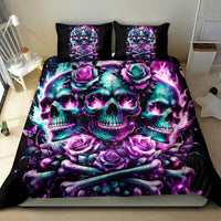 Rose Skull Bedding Set Stuck Between IDK IDC And IDGAF - Wonder Print Shop