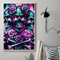 Rose Skull Canvas Wall Art Stuck Between IDK IDC And IDGAF - Wonder Print Shop