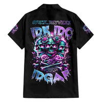 Rose Skull Family Matching Off Shoulder Short Dress and Hawaiian Shirt Stuck Between IDK IDC And IDGAF - Wonder Print Shop