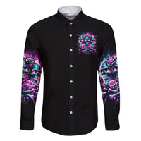 Rose Skull Family Matching Short Sleeve Bodycon Dress and Hawaiian Shirt Stuck Between IDK IDC And IDGAF - Wonder Print Shop