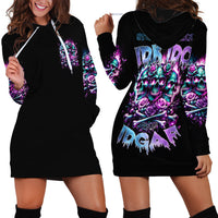 Rose Skull Hoodie Dress Stuck Between IDK IDC And IDGAF - Wonder Print Shop