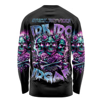 Rose Skull Long Sleeve Shirt Stuck Between IDK IDC And IDGAF - Wonder Print Shop