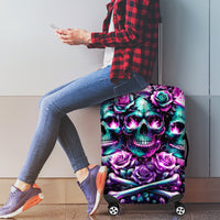 Rose Skull Luggage Cover Stuck Between IDK IDC And IDGAF - Wonder Print Shop