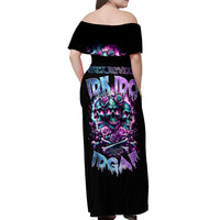Rose Skull Off Shoulder Maxi Dress Stuck Between IDK IDC And IDGAF - Wonder Print Shop