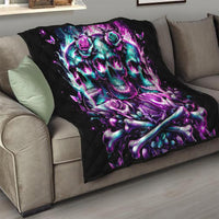 Rose Skull Quilt Stuck Between IDK IDC And IDGAF - Wonder Print Shop