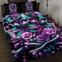 Rose Skull Quilt Bed Set Stuck Between IDK IDC And IDGAF - Wonder Print Shop
