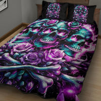 Rose Skull Quilt Bed Set Stuck Between IDK IDC And IDGAF - Wonder Print Shop