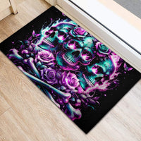 Rose Skull Rubber Doormat Stuck Between IDK IDC And IDGAF - Wonder Print Shop