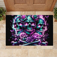 Rose Skull Rubber Doormat Stuck Between IDK IDC And IDGAF - Wonder Print Shop