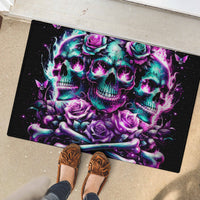 Rose Skull Rubber Doormat Stuck Between IDK IDC And IDGAF - Wonder Print Shop