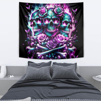 Rose Skull Tapestry Stuck Between IDK IDC And IDGAF - Wonder Print Shop