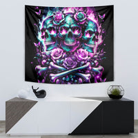 Rose Skull Tapestry Stuck Between IDK IDC And IDGAF - Wonder Print Shop