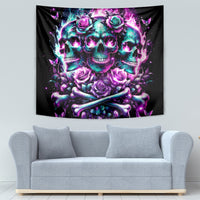 Rose Skull Tapestry Stuck Between IDK IDC And IDGAF - Wonder Print Shop